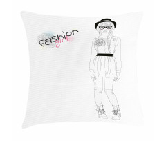 Young Girl with Hat Pillow Cover