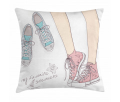 Girl Shoes Floral Pillow Cover