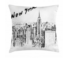 Vintage Hand Drawn City Pillow Cover