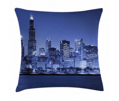Chicago Skyline Night Pillow Cover