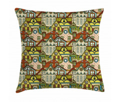 Old City Colorful Town Pillow Cover