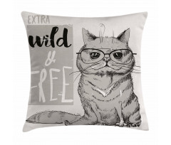 Hipster Cat Humorous Pillow Cover