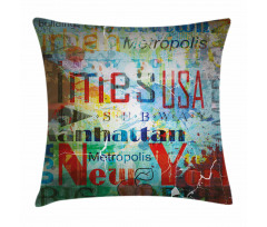 Grunge Words Culture Pillow Cover