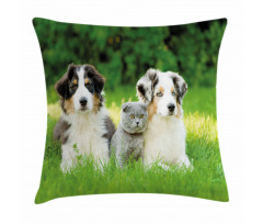 Puppy Family in Garden Pillow Cover