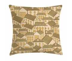 Village Town Houses Roofs Pillow Cover