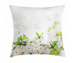White Spring Blossoms Pillow Cover