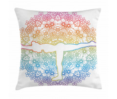 Woman in Balance Mandala Pillow Cover