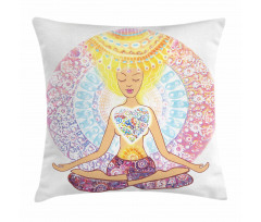 Woman in Lotus Position Pillow Cover
