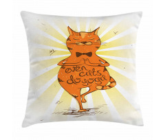 Peaceful Cat with Phrase Pillow Cover