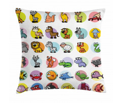Funny Cartoon Animals Set Pillow Cover