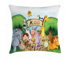 Playful Outdoors Animals Pillow Cover