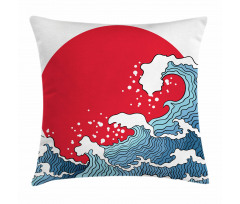 Red Sun Tsunami Pillow Cover