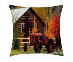 Rustic Cabin with Tractor Pillow Cover