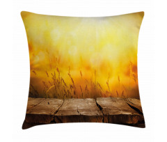 Empty Tabletop and Wheat Pillow Cover