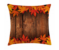 Leaves on the Wooden Board Pillow Cover