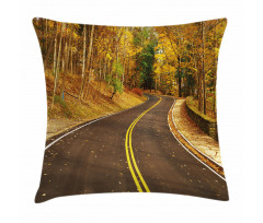 Autumn Scenery Roadway Pillow Cover