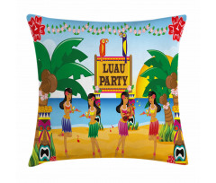 Luau Party Dance Pillow Cover