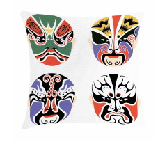Chinese Opera Mask Pillow Cover