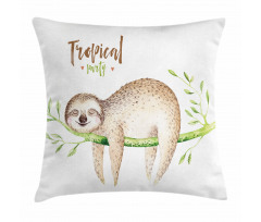 Young Animal on Palm Tree Pillow Cover