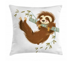 Cheerful Animal on Tree Pillow Cover