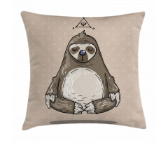 Cartoon Sloth Meditates Pillow Cover