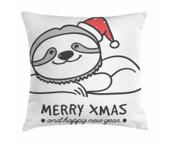 Sloth Christmas Hat Pillow Cover