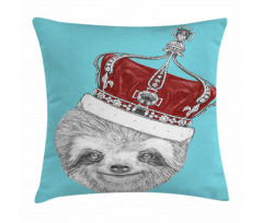 Sloth with Imperial Crown Pillow Cover