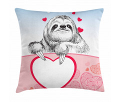 Romantic Sloth in Love Pillow Cover