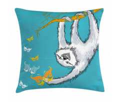 Sketchy Sloth Butterflies Pillow Cover
