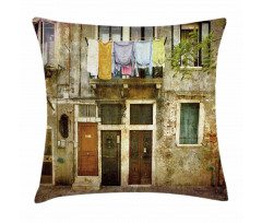 Grunge Building Facade Pillow Cover