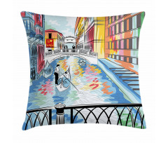Colorful Sketch Bridge Pillow Cover