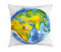 Globe of Earth Watercolors Pillow Cover