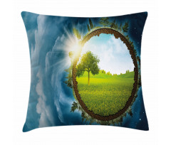 Circle Greenery Clouds Pillow Cover