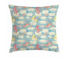 Rainbow Unicorns in Sky Pillow Cover