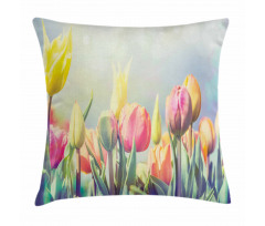 Tulips Flower Bed Park Pillow Cover