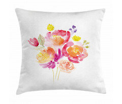 Watercolor Rose Bouquet Pillow Cover