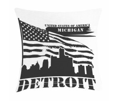 USA Flag Grunge City Pillow Cover