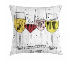 4 Types of Wine Rustic Pillow Cover
