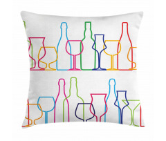 Colorful Outline Bottles Pillow Cover