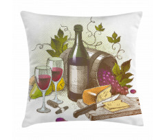 Vintage Wine and Cheese Pillow Cover