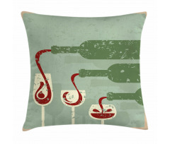 Grunge Retro Wine Pouring Pillow Cover