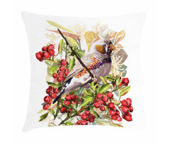 Colorful Bird and Shrubs Pillow Cover