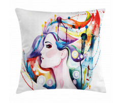 Grunge Young Woman Pillow Cover