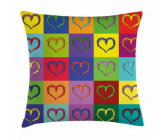 Vivid Heart Colorful Square Pillow Cover