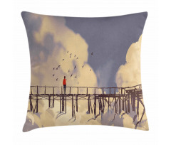 Man Standing on Bridge Pillow Cover