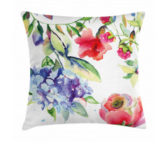 Summer Flowers Branch Pillow Cover