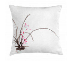 Traditional Ink Orchid Pillow Cover