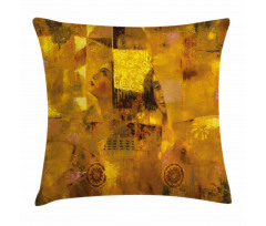 Vintage Woman Drawing Pillow Cover