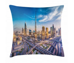 Panoramic Dubai Traffic Pillow Cover