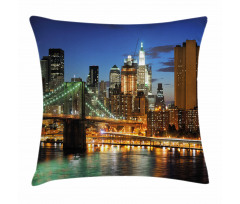 New York at Night Bridge Pillow Cover